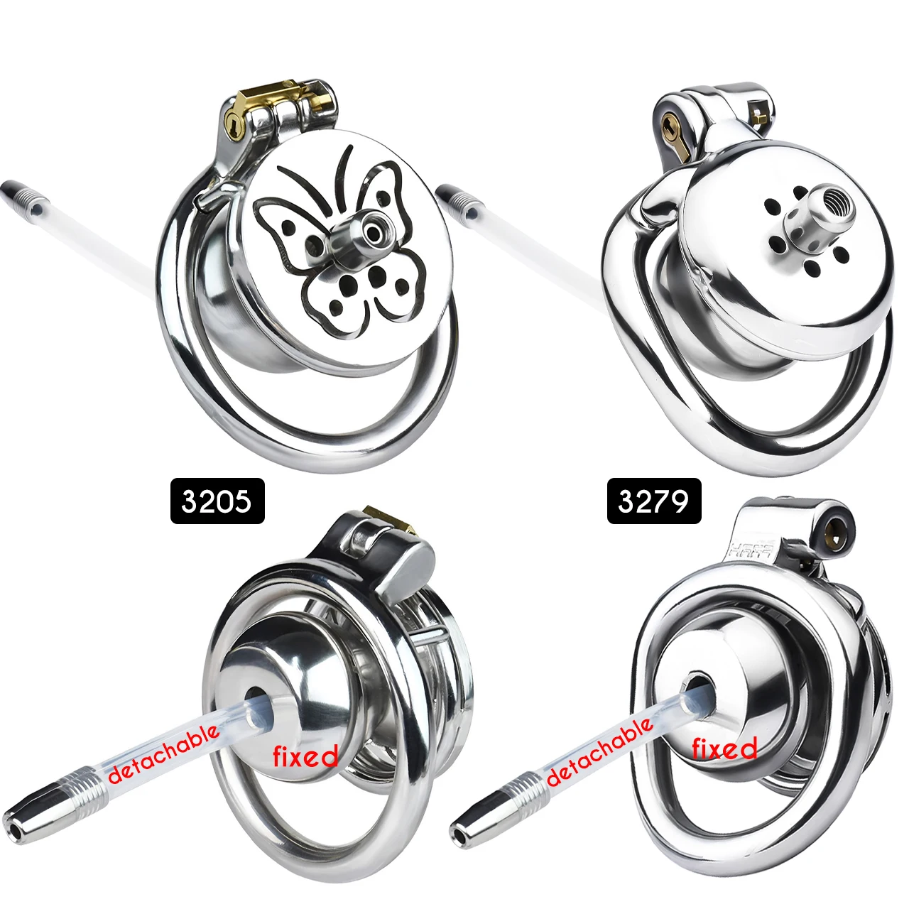 FRRK ثابت مجرى البول مقلوب سلبي شقة ذكر العفة قفص مع قسطرة السيليكون فراشة السيسيس القضيب مقاومة قفل الديك #5