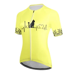 New cat heartbeat pattern cycling wear professional women's cycling wear mountain bike short-sleeved clothing