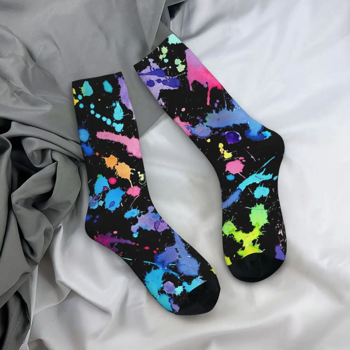 All Seasons Crew Stockings Abstract Colorful Splatter Socks Funny Long Socks for Men Women Valentine's Day Gifts