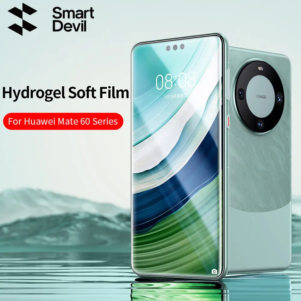 SmartDevil Full Glue Hydrogel Film for Huawei Mate 60 Pro HD Full Cover Anti-fingerprint Clear Screen Protector for Mate 60