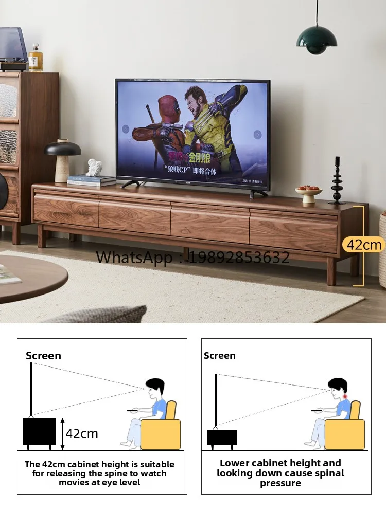 

YFY Black Walnut TV Cabinet Modern Minimalist Low Cabinet Black Walnut Floor Cabinet