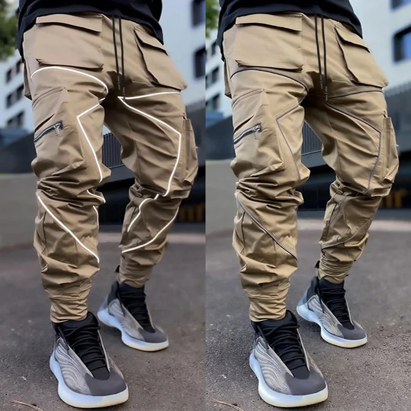 HKSH Lente Nieuwe Mannen Dark Casual Safari Stijl Trendy Losse Rechte Overalls Multi Zakken Reflecterende Sport Potlood Broek HK0419