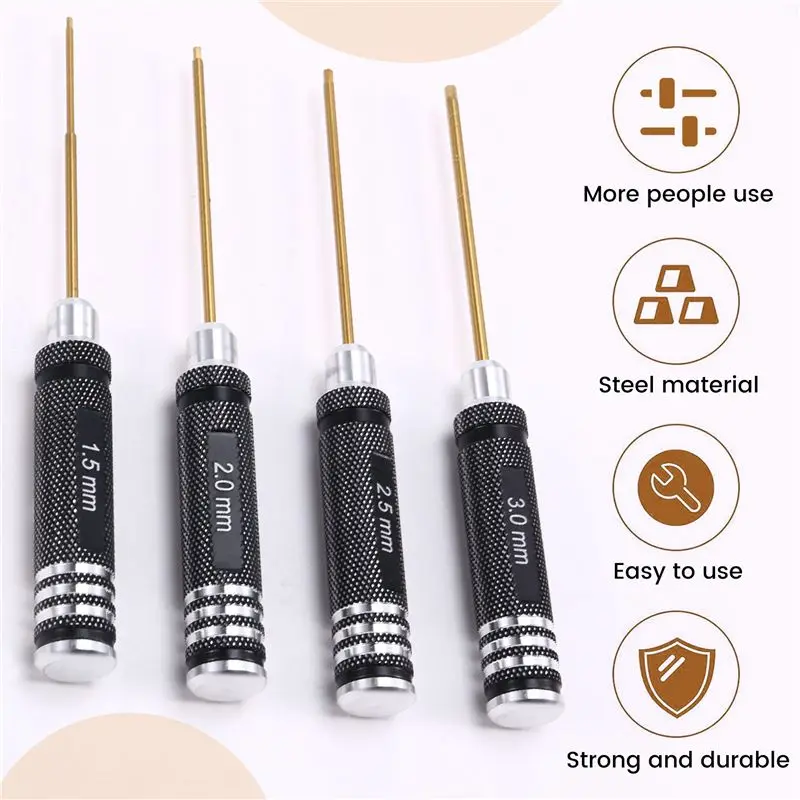 ABRN-4PCS Hex Screw Driver Screwdriver Set Ship Model Tools For Helicopter Aircraft Car Boat Screwdriver