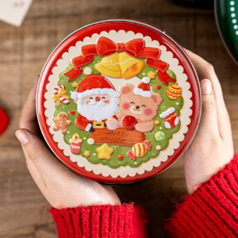 Christmas Cookie Tins with Lids Christmas Treat Tin Box Container Empty Christmas Cookie Tin Boxes Christmas Food Storage Tin