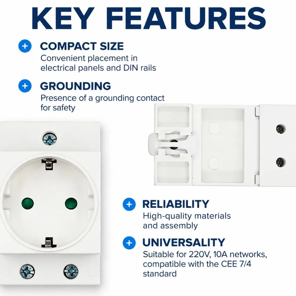 Durable Export Type DIN Rail AC30 EU Plug Modular Power Frame Edge Panel Mount Power Distribution