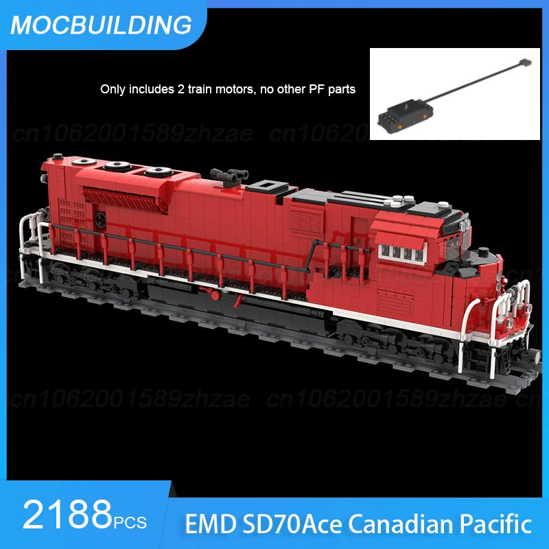 

Строительные блоки MOC EMD SD70Ace, канадский тихоокеанский поезд, модель DIY, сборка кирпичей, транспорт, креативные рождественские игрушки, подарки, 2217 шт.