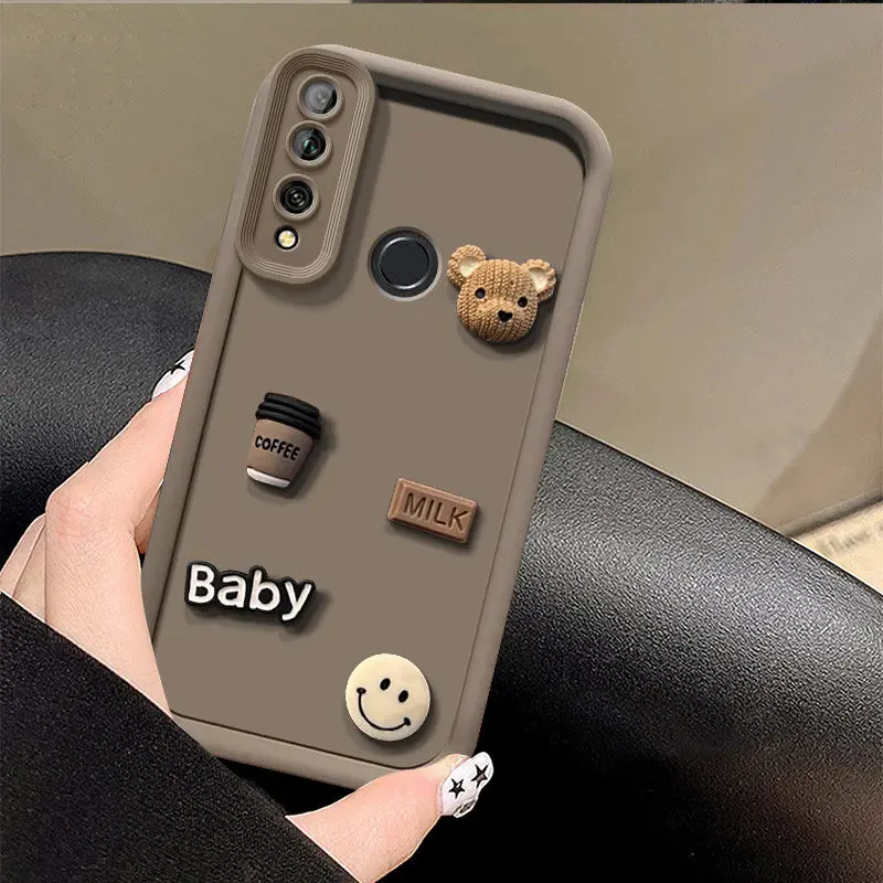 A60 A58 A18 A16 A56 A05S A70 P55 Cute Coffee Bear Silicone Phone Case For ITEL S18 S17 S23 Plus Women Matte Back Cover Funda