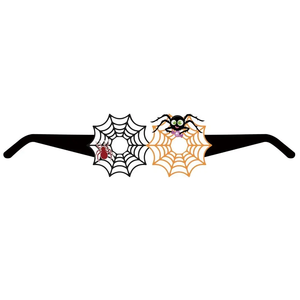 6 pezzi Divertenti occhiali di carta di Halloween Design di ragno Design di zucca Occhiali cosplay Design di pipistrelli Cartone Puntelli per foto di feste Ragazza