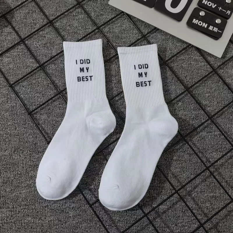 Simple European and American street letters white men's and women's socks sports hip hop college style socks