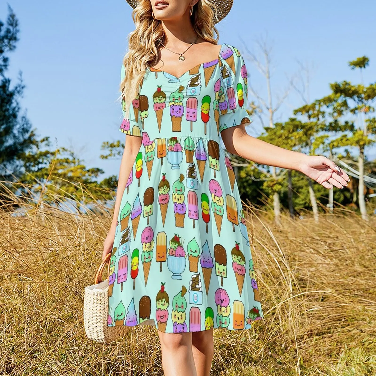 Summer Ice Cream Sleeveless Dress prom clothes Women's dress clothes for woman summer dress