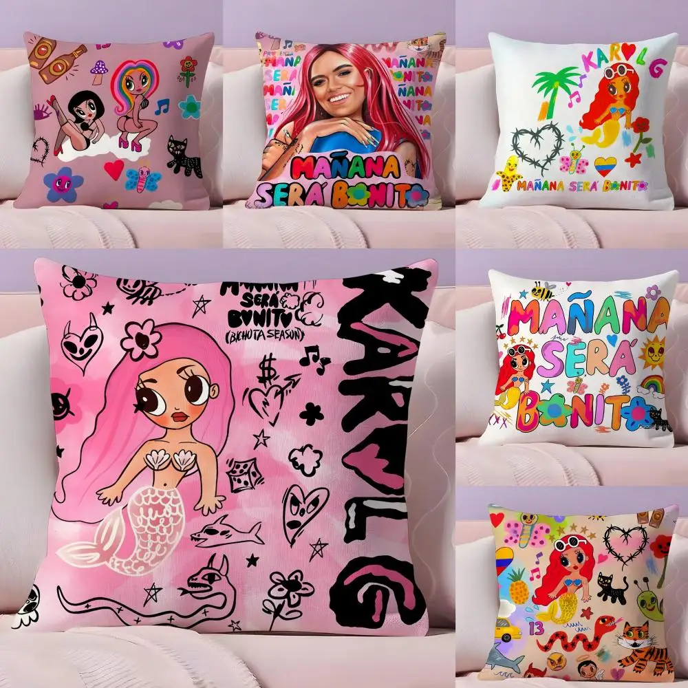 K-Karol G M-Manana Sera Bonito Cushion Cover Plush Fabric Soft Double-Sided Printed Sofa Warm Winter Home Gift Pillow Cover