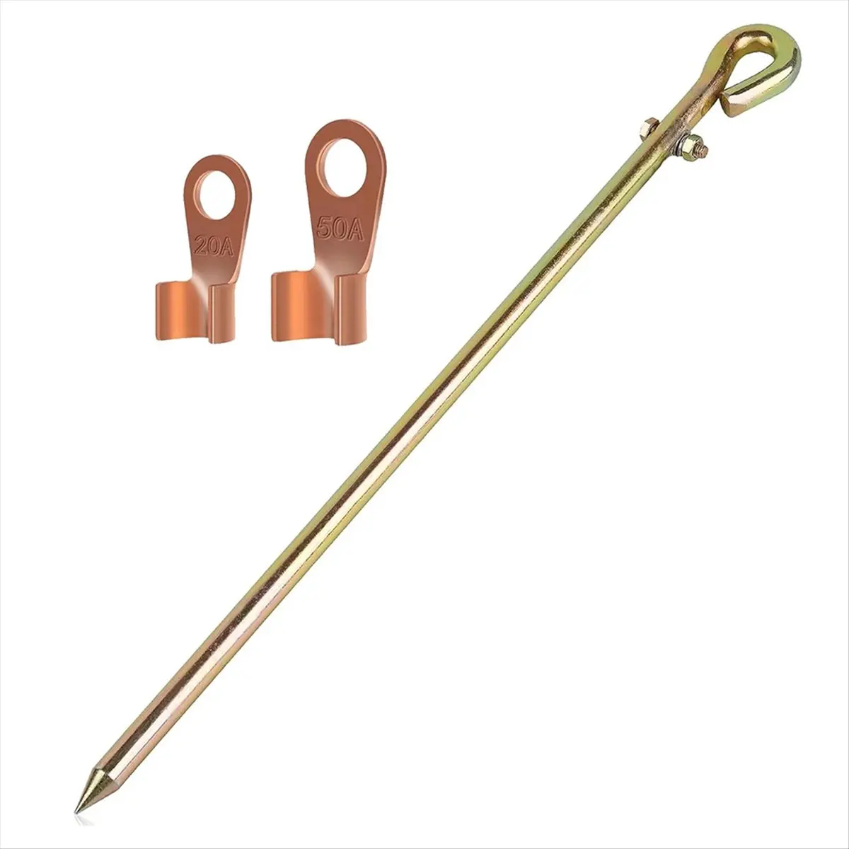 A22I Portable Grounding Rod - Grounding Pin with Grounding Wire Lug Great for Electric Fences, Burners, Baling Stakes