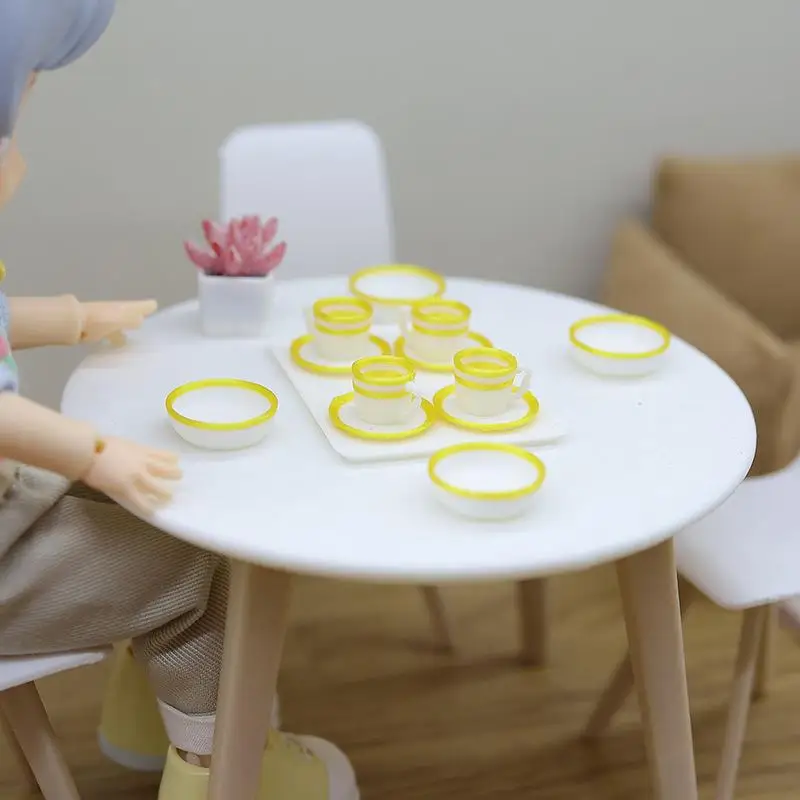 Jouets de cuisine pour maison de poupée, plateaux, assiettes, tasses, Mini plats alimentaires simulés, vaisselle Miniature, accessoires pour maison de poupée, 13 pièces