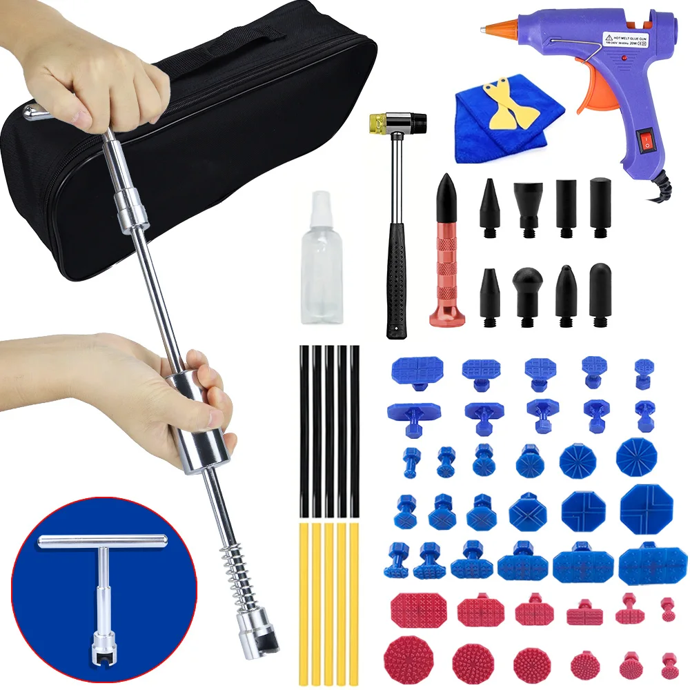 

Набор для удаления вмятин на кузове, без покраски, скользящий молоток, Т-образный стержень, инструменты для ремонта вмятин автомобиля, для удаления поврежденных града, дверей, вмятин