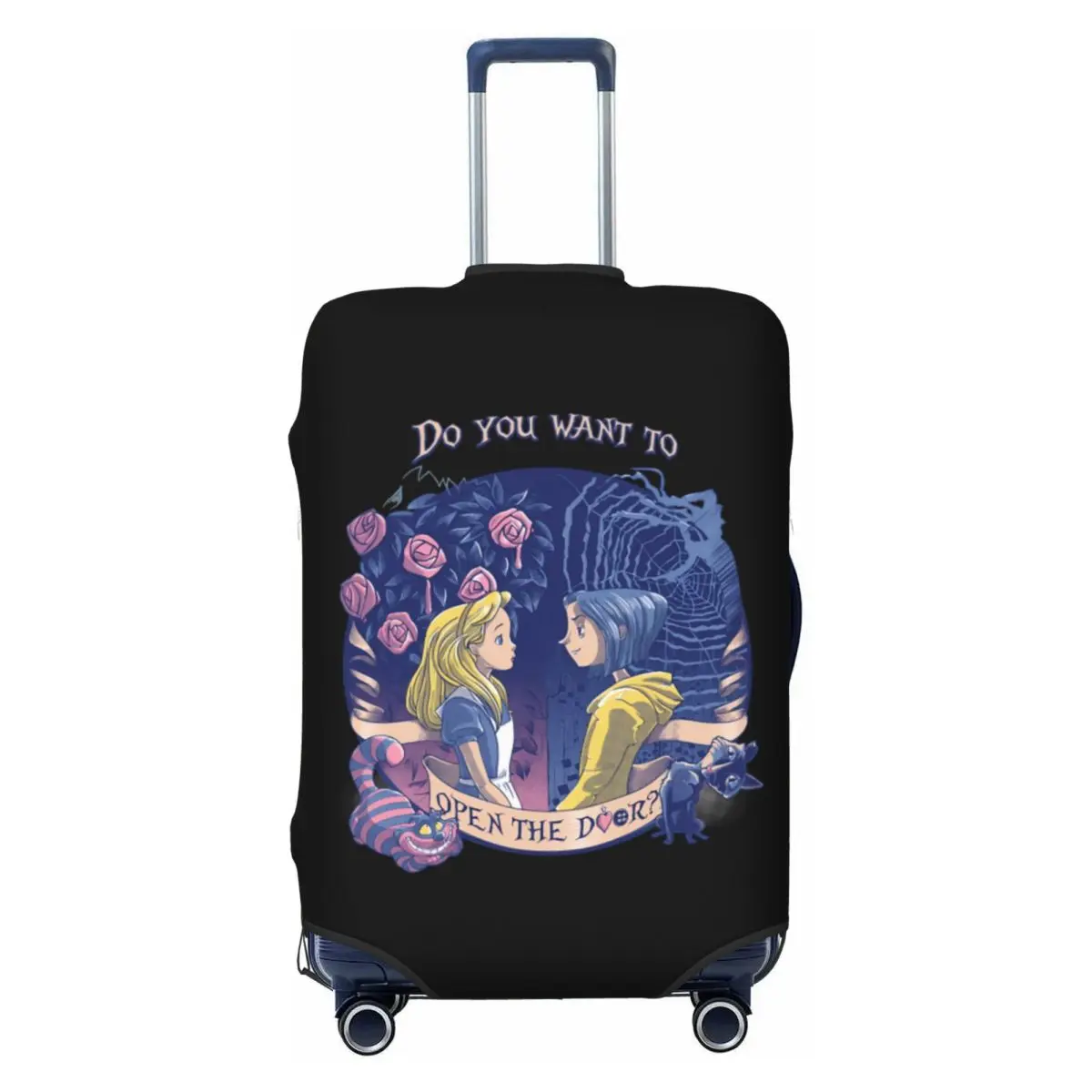 

Custom Halloween Coraline Horror Movie Luggage Cover Protector Fashion Travel Suitcase Covers for 18-32 Inch