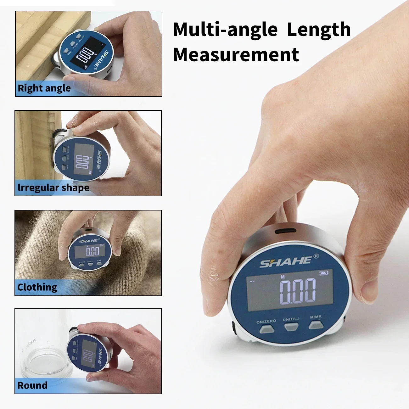 SHAHE Lcd Display Digital Ruler Type-C Electronic Tape Measure With Rechargeable High Accuracy Handheld Length Measuring Tool