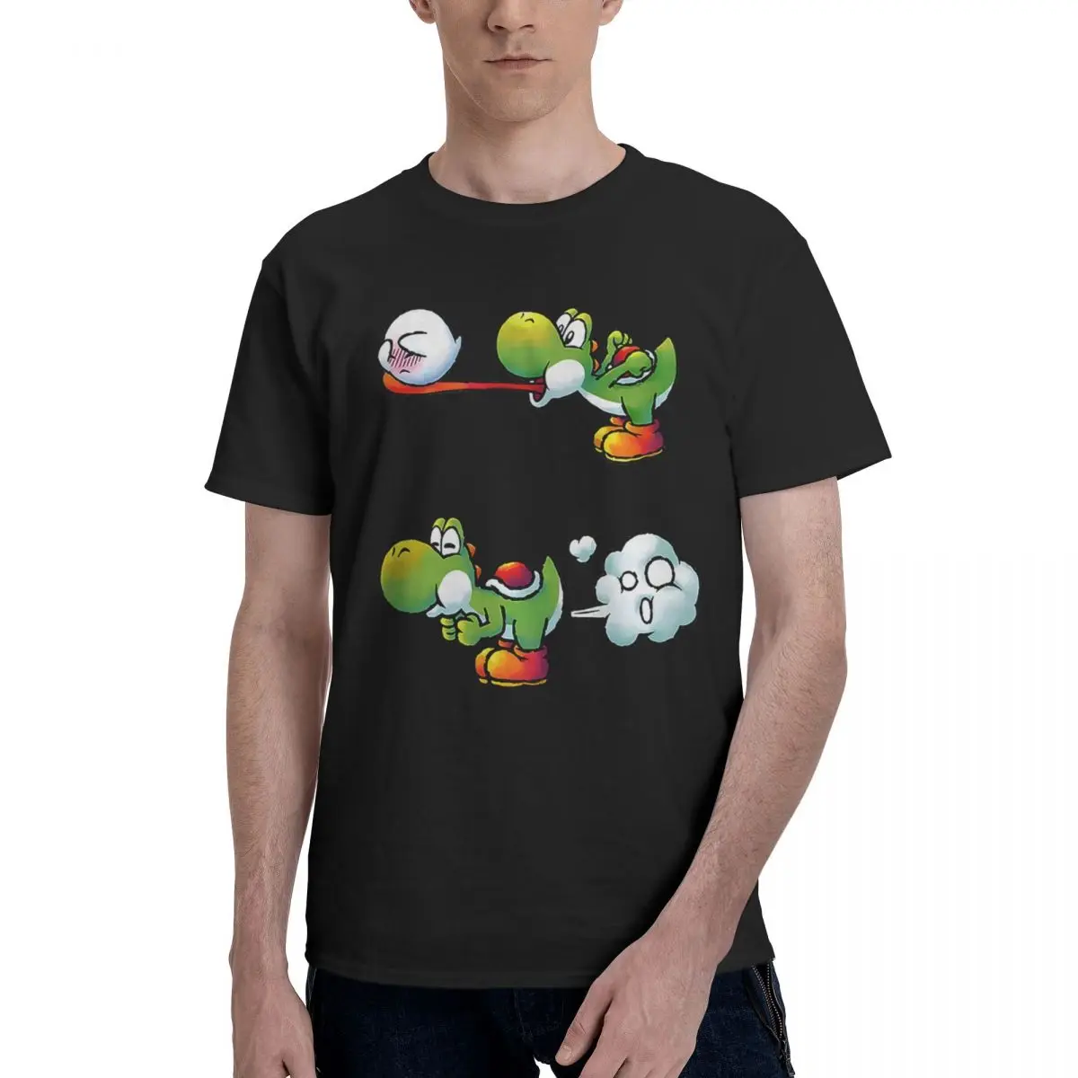 Farting Yoshi Cartoon 100% Cotton Casual Breathable Confortable Man Short Sleeve T-Shirt Men Clothes