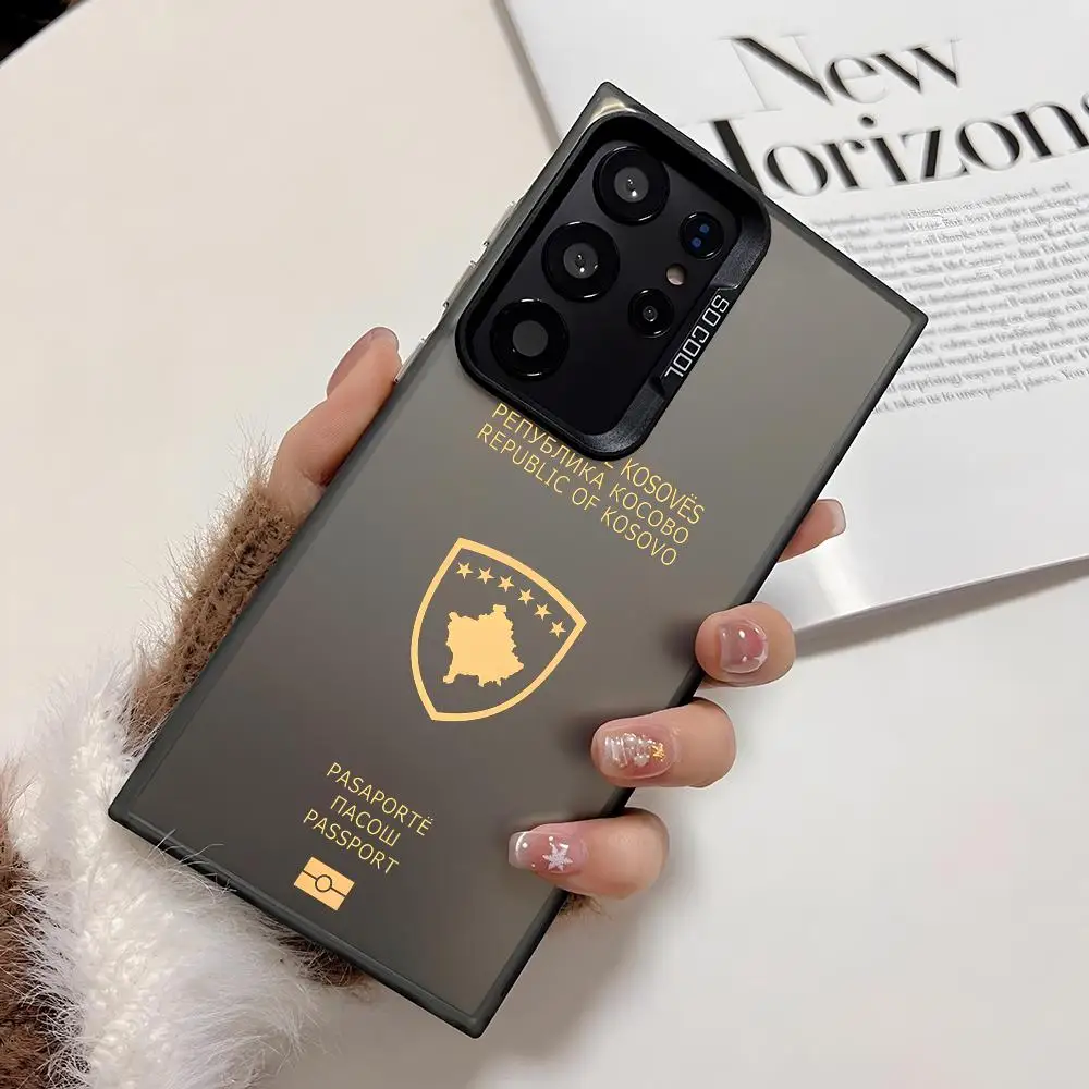 1PC Kosovo Passport Phone Case For Samsung Galaxy S25 Edge S24 S23 S22 S21 S20 Ultra Funda Silicone Colorful Silver Phone case