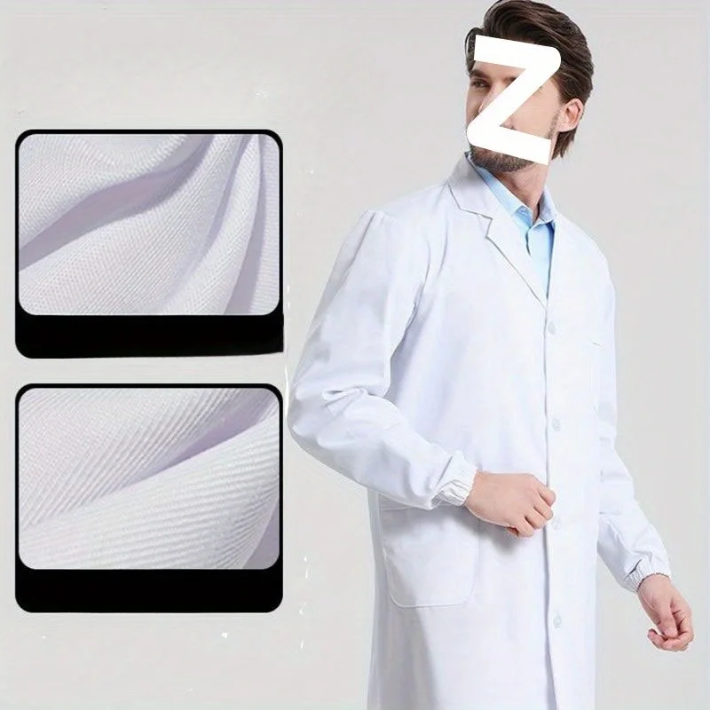 Bata de laboratorio blanca Unisex, uniforme médico Universal de manga larga, vestido de enfermera de manga corta con accesorios para mujer