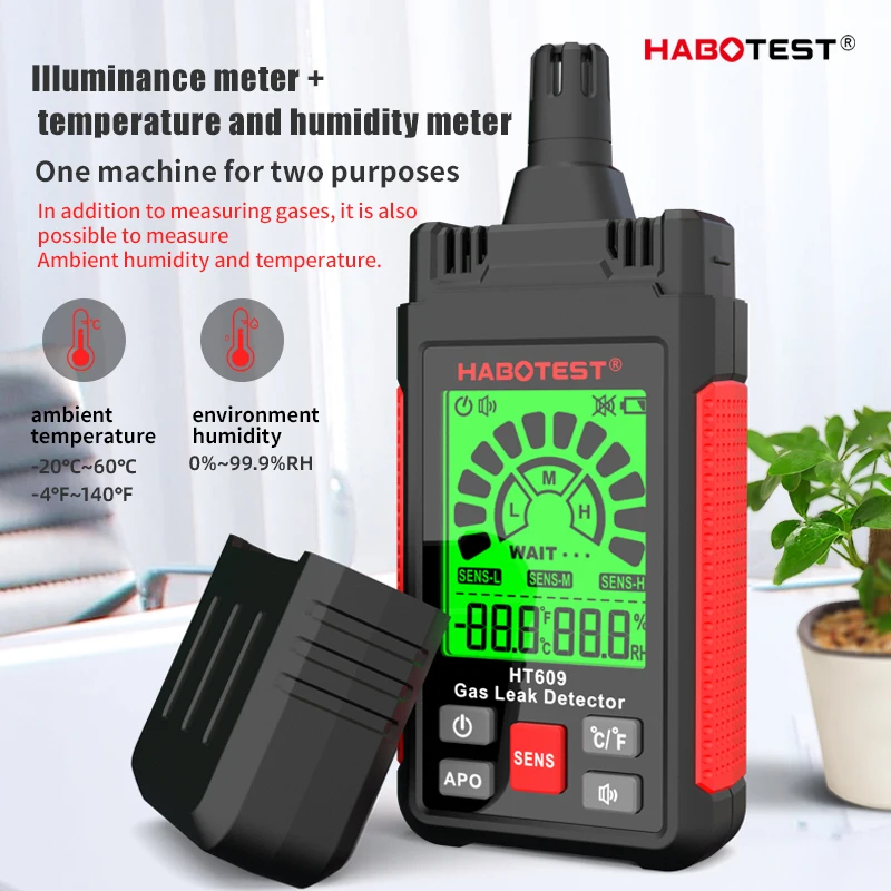 Imagem -04 - Detector de Vazamento de Gás Alarme Sonoro com Tela Lcd Detector de Gás Metano Natural Inflamável e Combustível Detector de Gás Visu Ht609