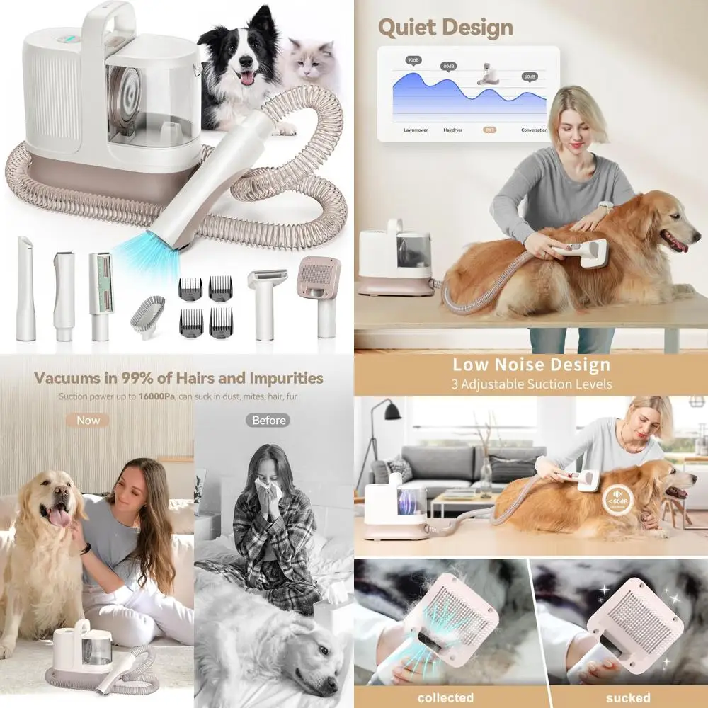 

Набор для ухода за собаками 16000 Па, электрические машинки для стрижки, профессиональный пылесос для ухода за домашними животными с 6 инструментами для домашних животных для собак и кошек, вакуумное всасывание