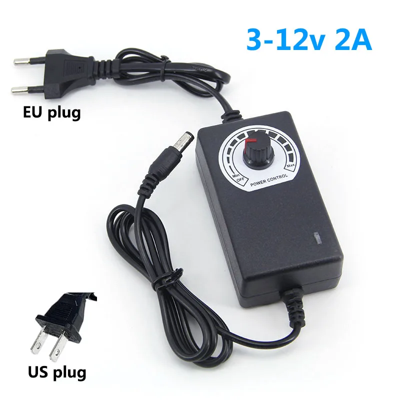 AC to DC Adjustable DC Power Supply Switch 3V–12V 5V 6V 9v 12v 2A Charger Power Adapter Source for strip Blower US EU UK AU plug