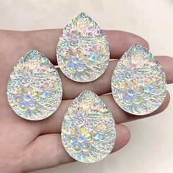 White ab Color teardrop Resin rhinestone Jewelry Decorative Scrapbook Hair decoration Flat back 8pcs/lot