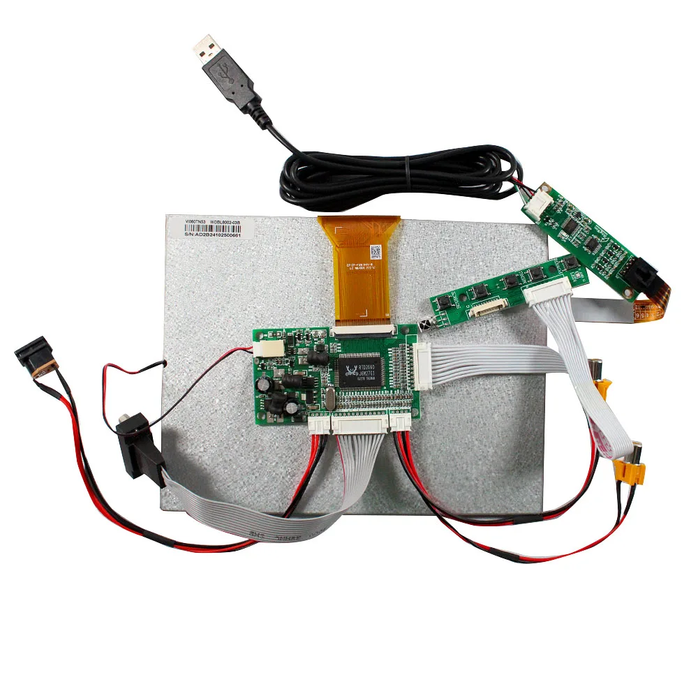 8 "EJ080NA-05A 800X600 LCD 4 سلك شاشة تعمل باللمس مقاوم مع لوحة تحكم VGA 2AV