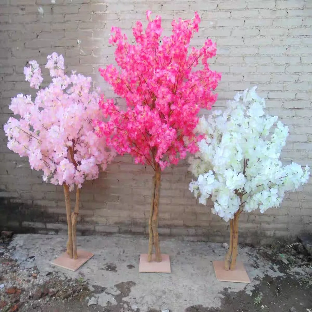 

1m 2m 1.5m white Artificial Cherry Flowers Tree Simulation Fake Peach Wishing Trees for home decor Wedding Centerpieces Deco