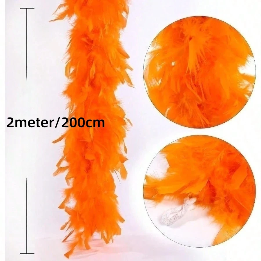 Оранжевый пушистый боа из турецких перьев, 2 метра, 40 г, 60 г, 90 г, шарф с перьями Chandelle, шаль для праздничного платья, украшение одежды