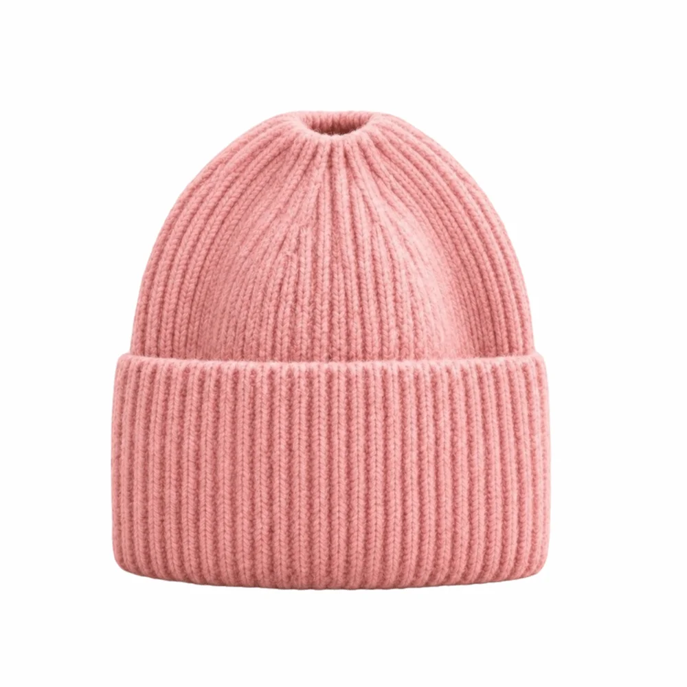 Fashion Windproof High Ponytail Beanie Hat Keep warm Solid Color Knitted Hat Ear Protection Winter Hat Women And Girls
