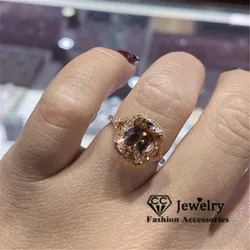 CC Rings For Women Rose Gold Plated Vintage Fine Jewelry Cubic Zirconia Rectangle Champagne Ring Drop Shipping CC3142