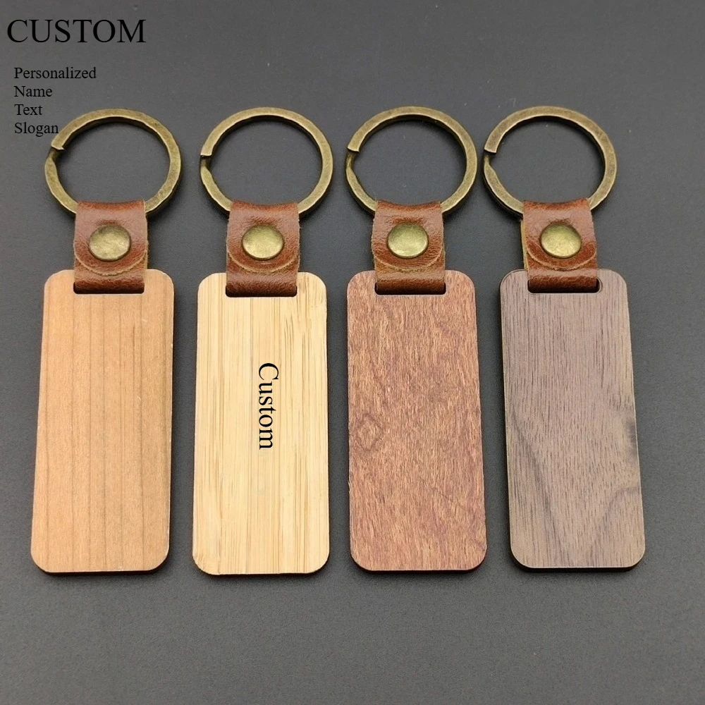 Design Personalisierung Kreativität Holz Anpassbarer Leder Auto-Motorrad-Schlüsselanhänger Taschen-Schlüsselring für Männer und Frauen Minimalistisches Geschenk-Anhänger – Detail 1