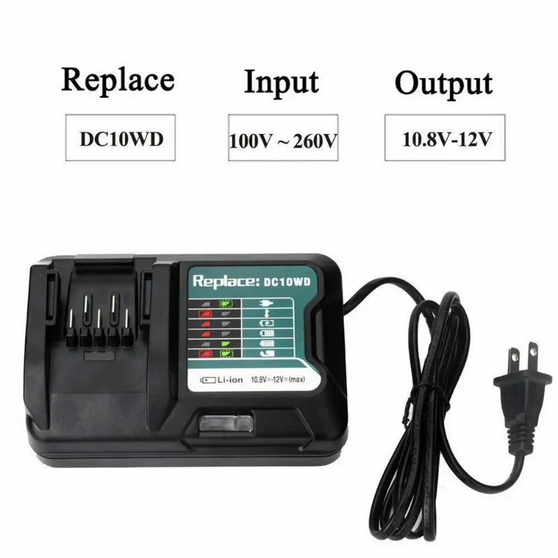 DC10WD Charger Replace for MAKITA battery 10.8V 12V BL1016 BL1040B BL1015B BL1020B BL10DC10SA CL107FDWY CL107DWM AC100-260V