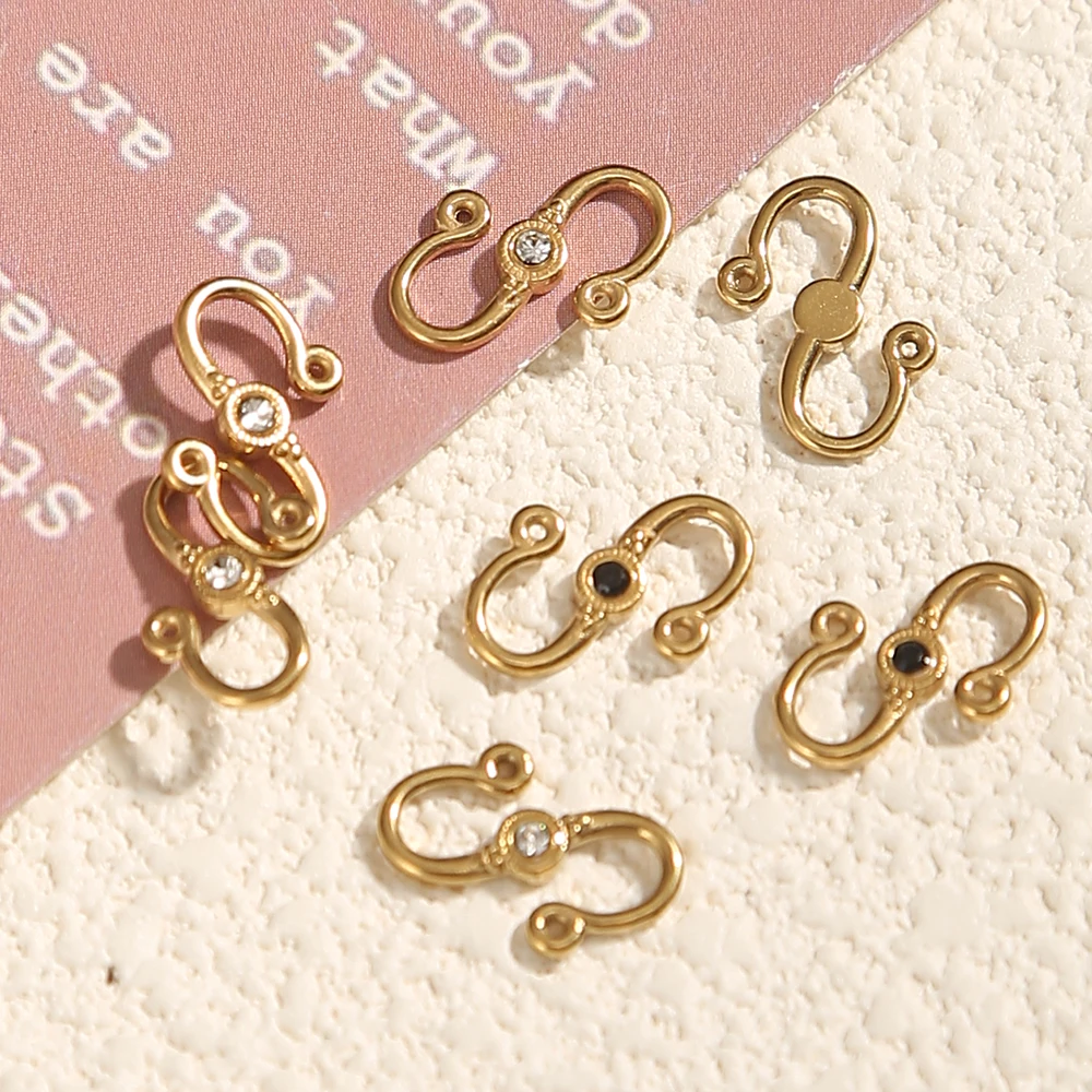 6 قطعة 18K مطلية بالذهب S على شكل مجوهرات المشابك الفولاذ المقاوم للصدأ السنانير موصلات ل عقد دي اي واي سوار صنع لوازم بالجملة #6