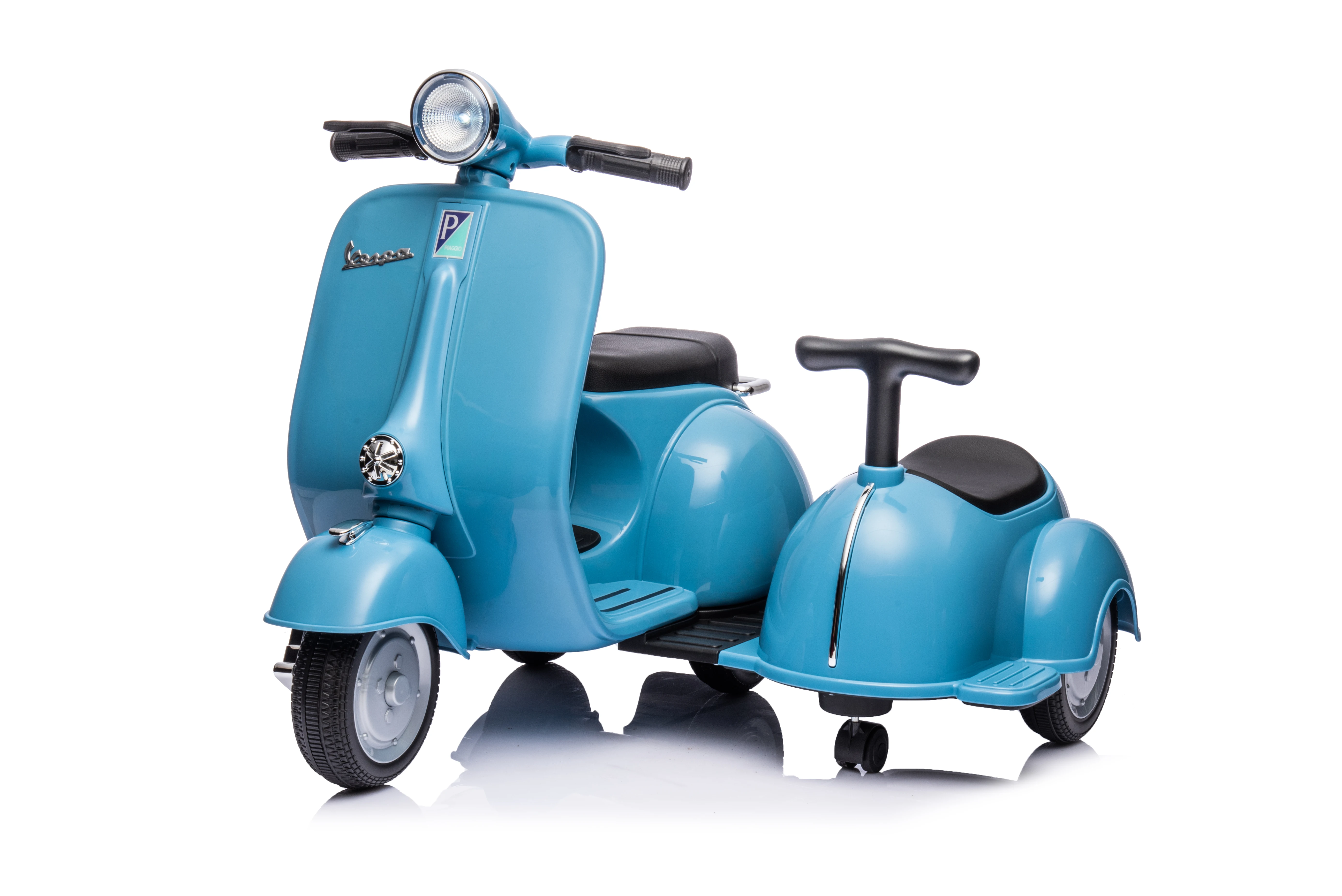 Moto Scooter Vespa con licenza 6V con auto laterale per bambini auto elettrica Ride-On per bambini in auto