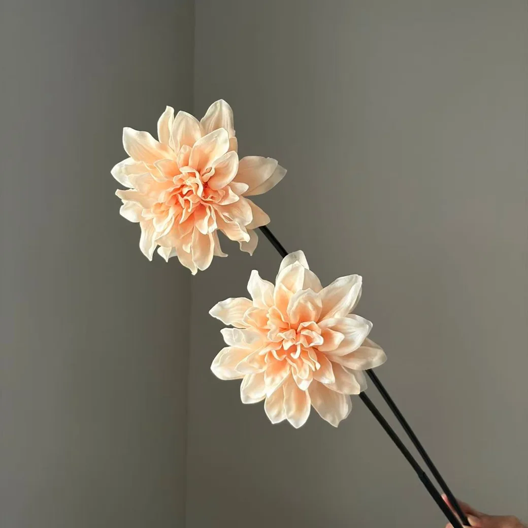 3Pcs Artificial Long Branch PU Dahlia Flowers Home Room Decorations Fake Flowers Dahlia Wedding Road Guide Layout Party Floral