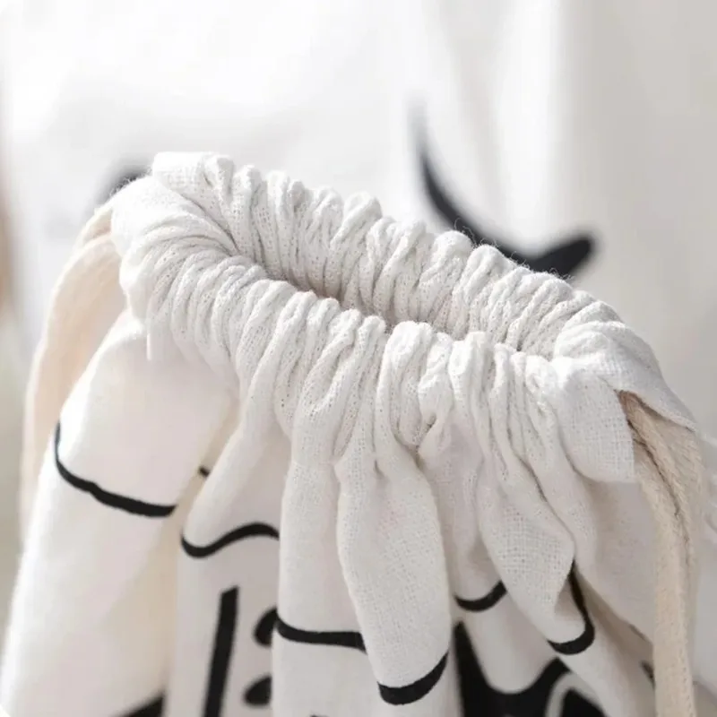 60×80cm Storage Printing Fabric Drawstring Duffle Bag Dirty Clothes Organizer Bags Large Cotton and Linen Laundry Clothes Toys