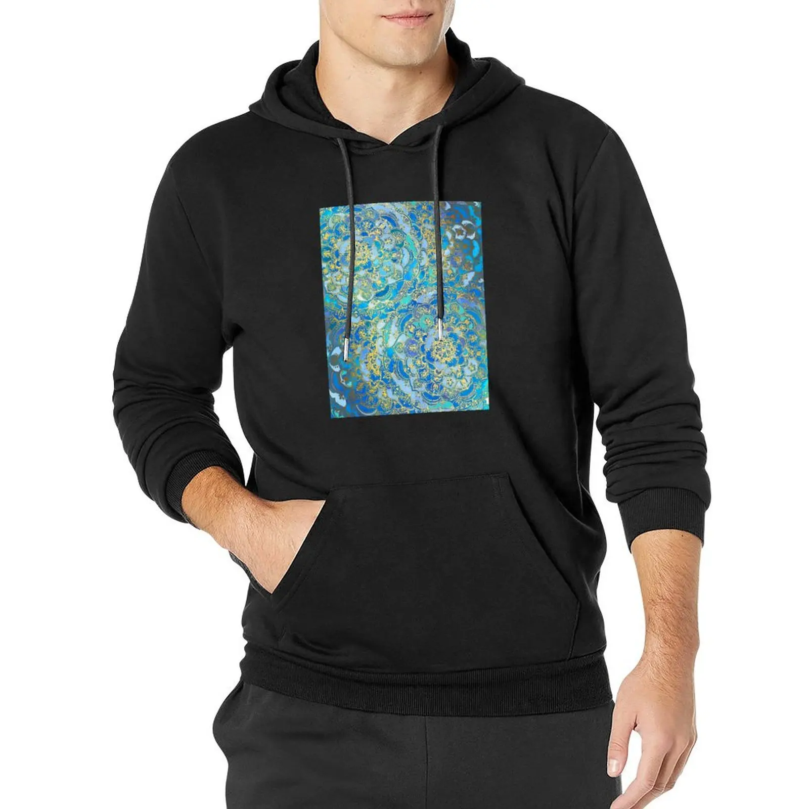 Blue Sapphire Mandalas (Customer Request) Pullover Hoodie mens clothing men's clothing fashion men new in hoodies