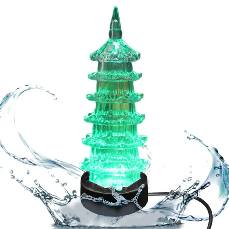 Glow Fish Tank Decorations Glowing Effect Ornaments In Pagoda Shape Simulation Colorful Reusable Underwater Lamp For Enhanced