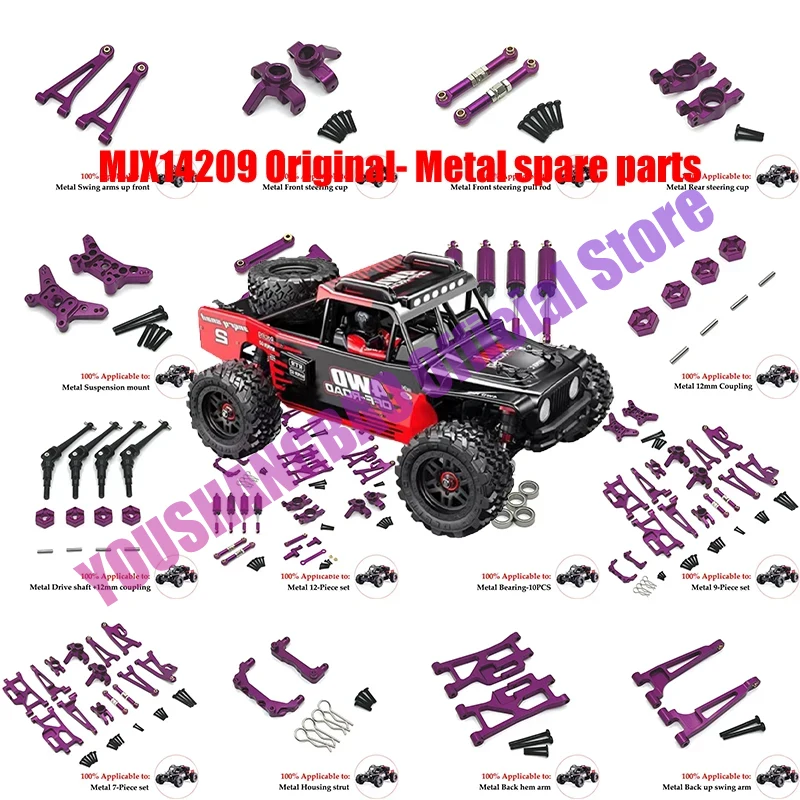 Mjx Hyper Go 1/14 14210 14209 Upgrade Parts Metal Steering Cup Rear Wheel Seat Front and For  Rc Car CNC Aluminum Accessories