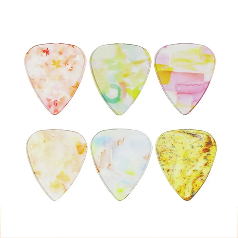 6pcs Guitar Picks Kaleidoscope Transparent Color 0.81/1.5mm Guitar Paddle Accessories