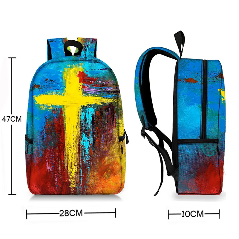 Christians Religion Holy Jesus Mary Backpack Women Rucksack Canvas Shoulder Bags for Travel Christian Cross Laptop Backpacks