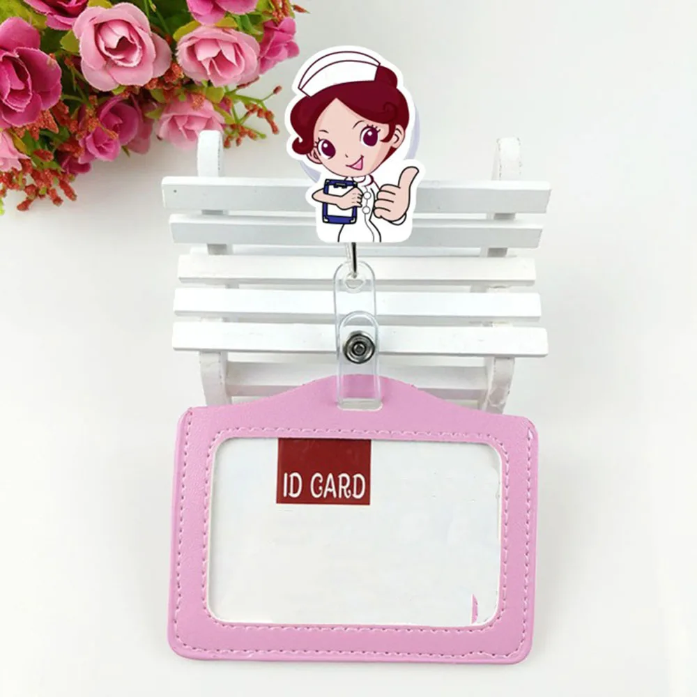 1PC Cartoon Badge Reel ID Name Card Clip retrattili porta Badge Clip porta carte di nome Clip porta carte forniture per ufficio