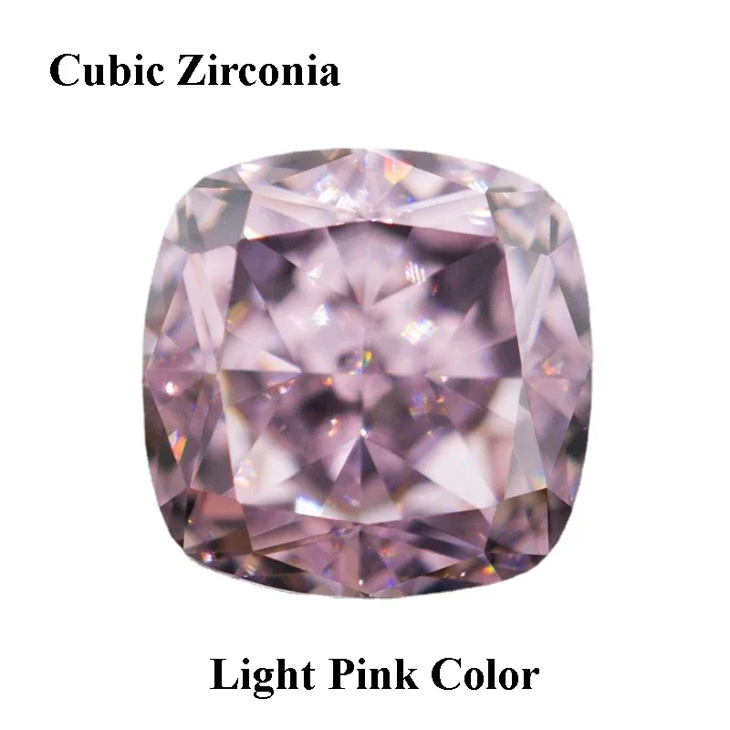 

Cubic Zirconia Crushed Ice Cut Light Pink Color Square Cushion Shape Charms Beads for Diy Jewelry Making Material No Certificate