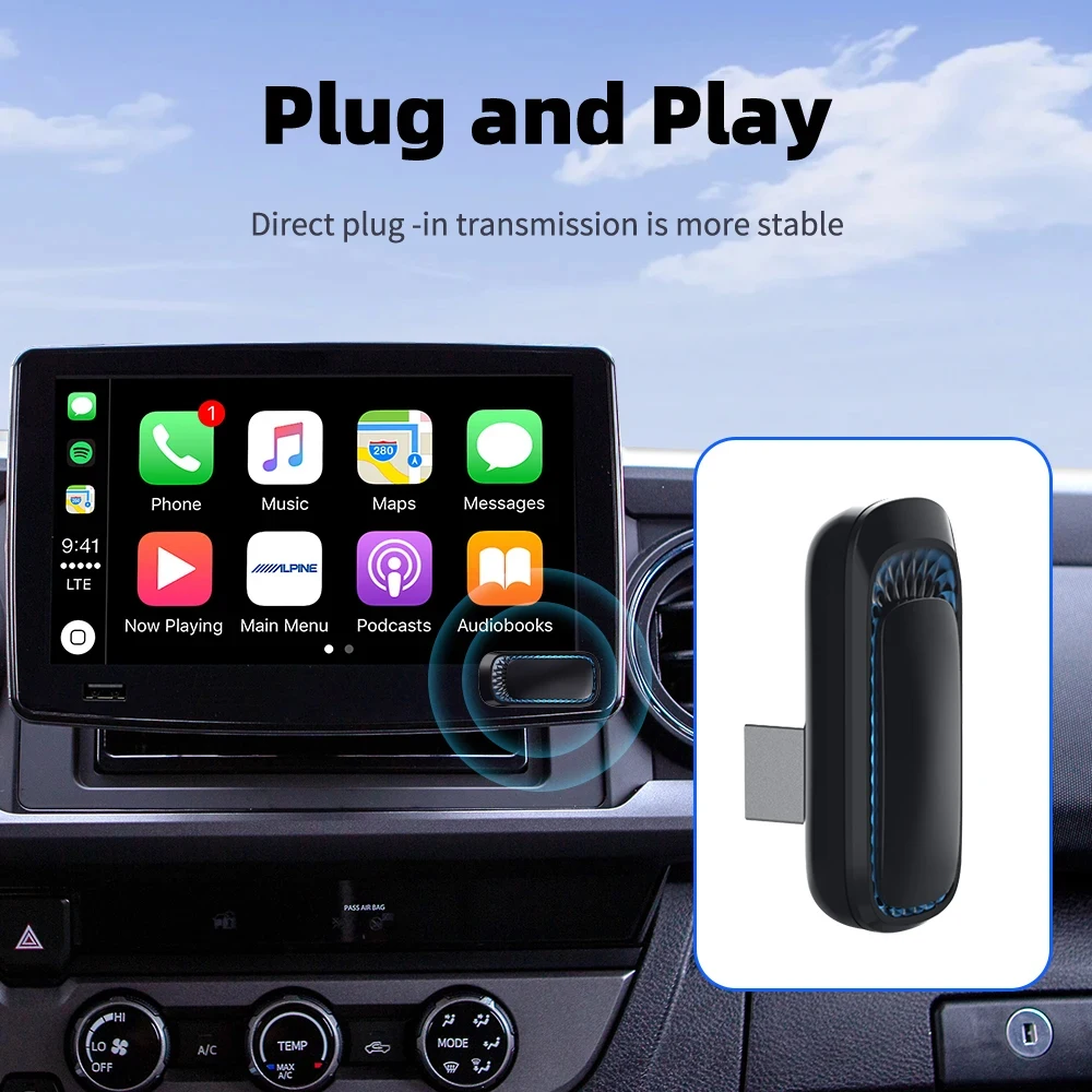 New Smart RGB Carplay AI Box for Apple Mini Car Play Wireless Adapter Car OEM Wired CarPlay To Wireless USB Dongle Plug and Play