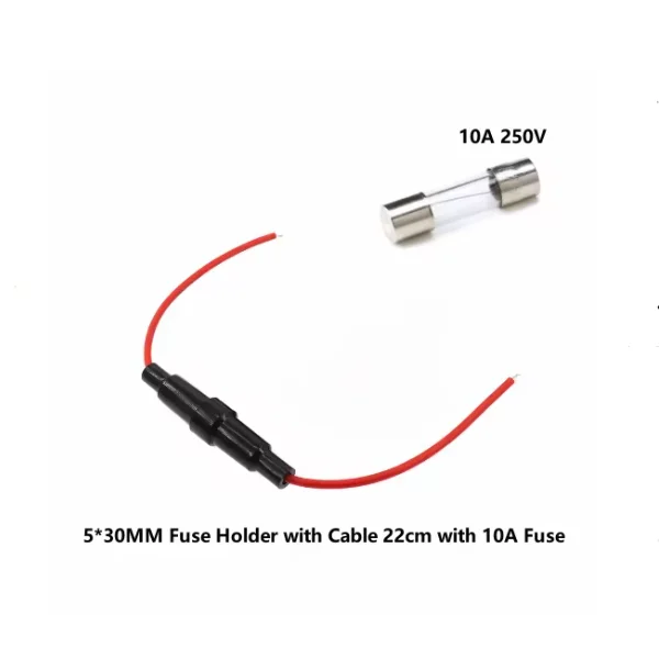 5*20MM 6*30MM 10A/15A/20A 250V Glass Tube Fuse Holder Screw Type Quick Disconnect Fuse Cable Wire Length 22CM