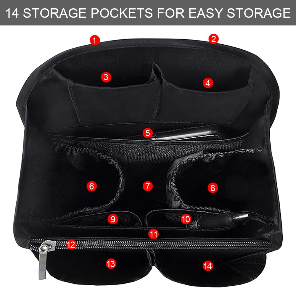 إدراج منظم حقيبة الظهر، أسود، 7.9 بوصة طول × 4.8 بوصة عرض × 11 بوصة ارتفاع، نايلون مقاوم للماء، يناسب حقائب الظهر الصغيرة #4