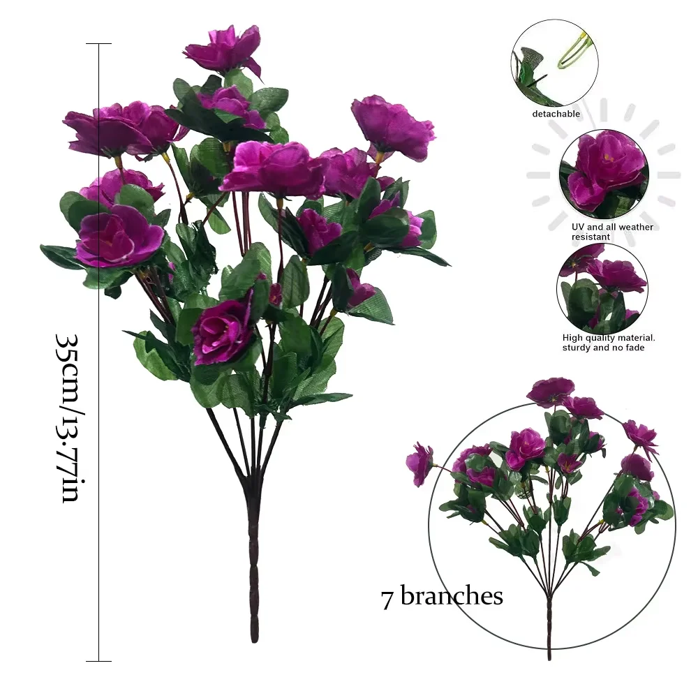 2PCS/1set Outdoor Herbst Künstliche Rote Azalea Hohe Qualität Blumen Büsche UV Beständig Dekor Gefälschte Blumen Hause dekorationen Kleine – Detail 2