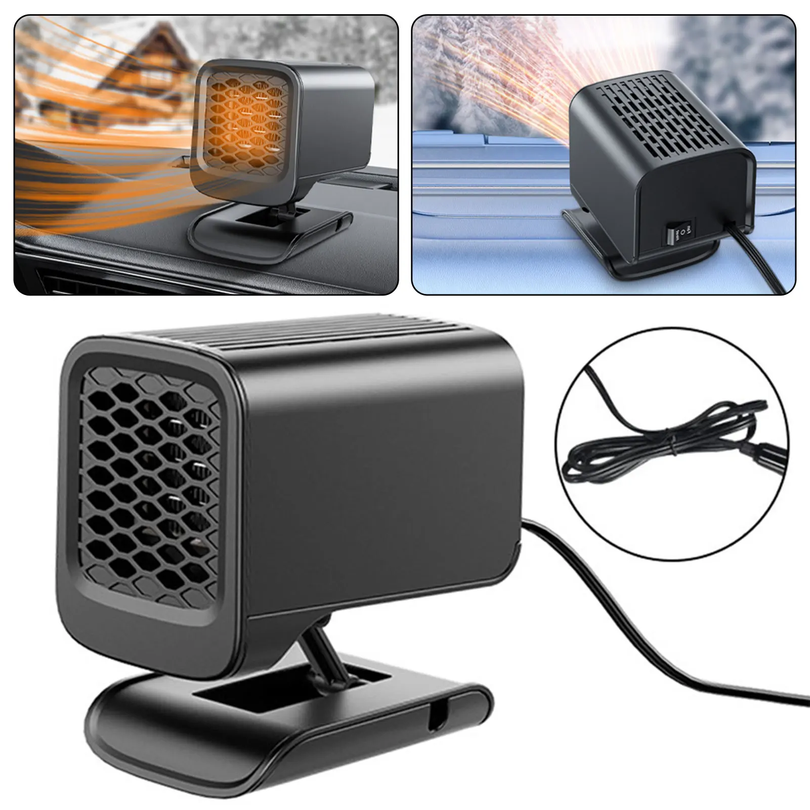 12v 24v Portable Car Heaters Defroster For Truck Instants Warmth, 2-In-1 Heaters & Fan. Cold Morning Commute Essential